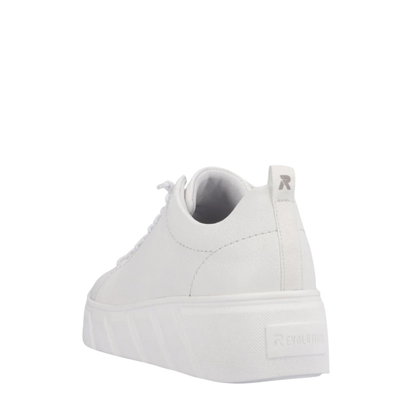 Rieker Revolution Women's 500 Leather Platform Sneaker (White)