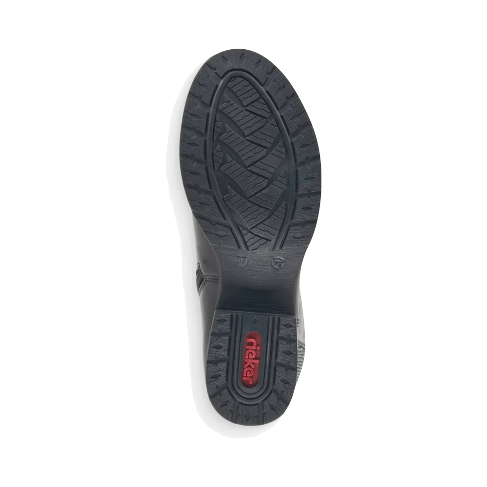 Bottom view of Rieker 91 Tall Stretch Side Zip Boot for women.