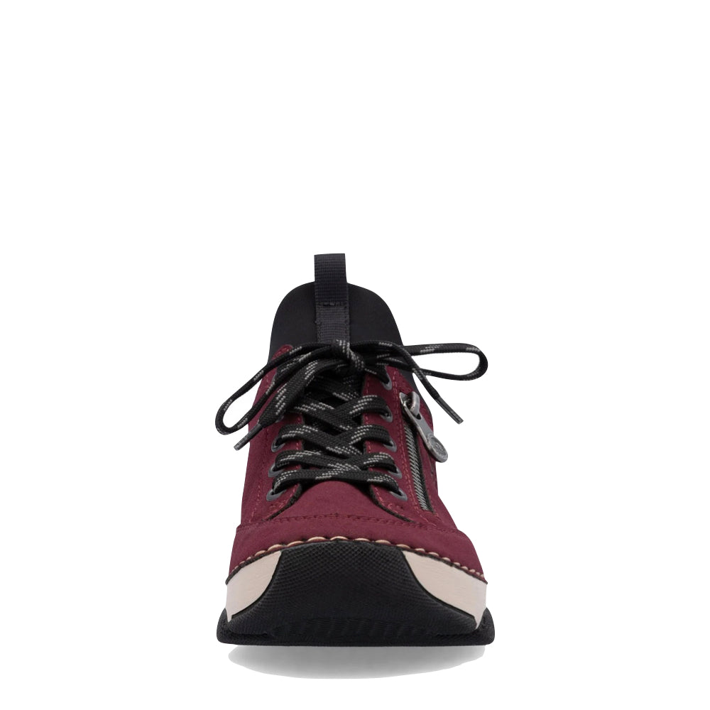 Front view of Rieker Angela 73 Zip Lace Sneaker for women.
