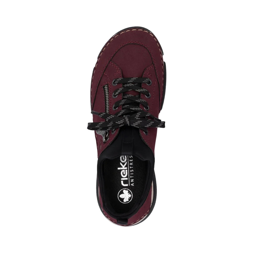 Top-down view of Rieker Angela 73 Zip Lace Sneaker for women.