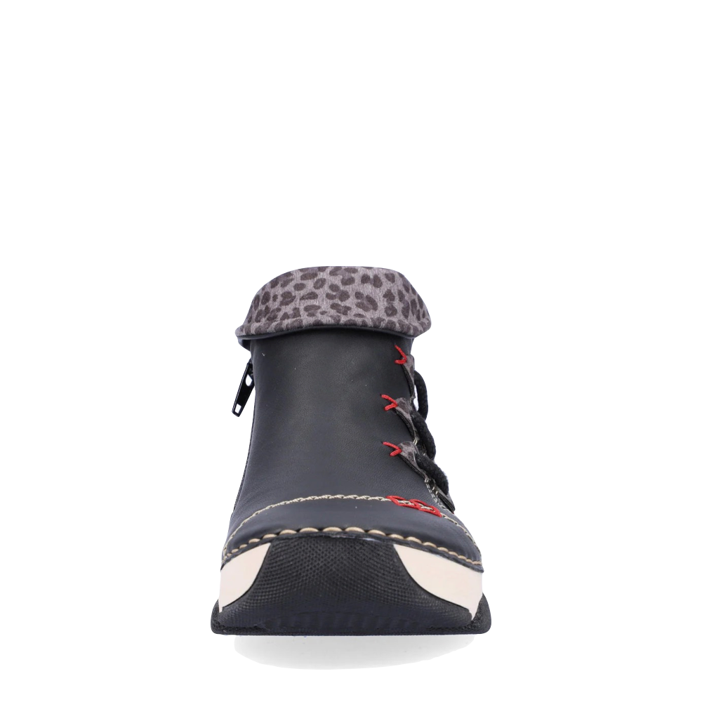 Front view of Rieker Angela 83 Side Zip Low Boot for women.