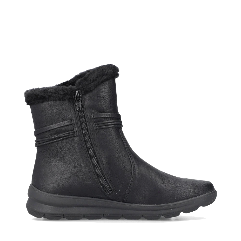 Side (right) view of Rieker Berta 70 Side Zip Waterproof Boot for women.