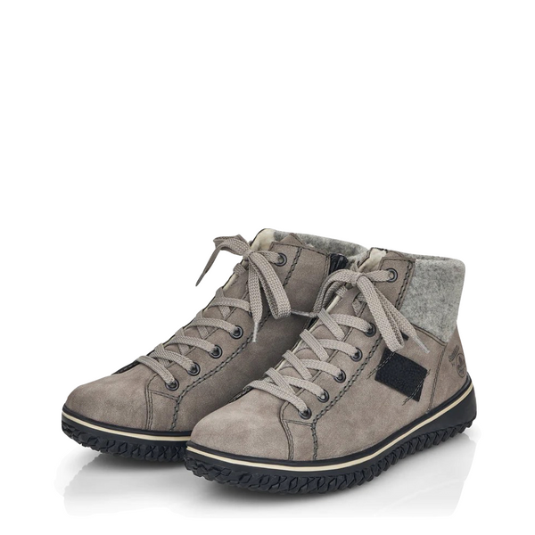 Rieker Women's Cordula 30 Low Zip Lace Waterproof Boot in Grey