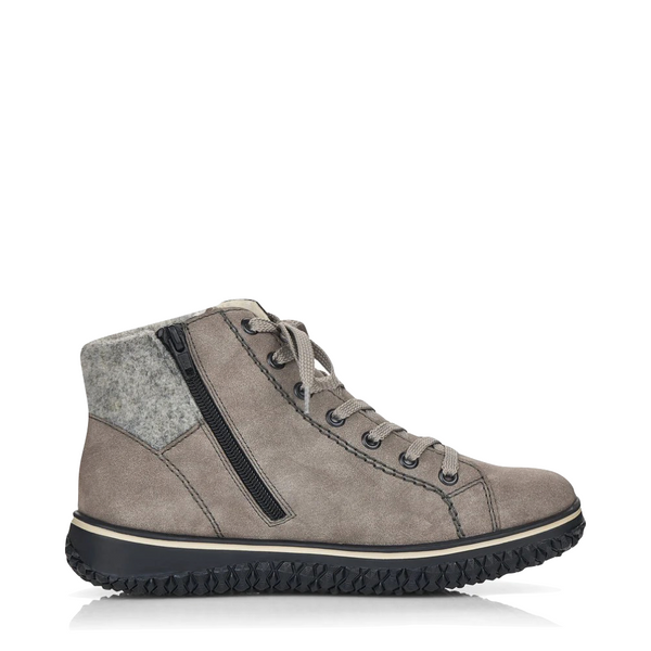 Rieker Women's Cordula 30 Low Zip Lace Waterproof Boot in Grey