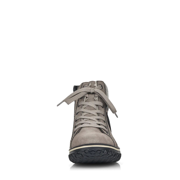 Rieker Women's Cordula 30 Low Zip Lace Waterproof Boot in Grey