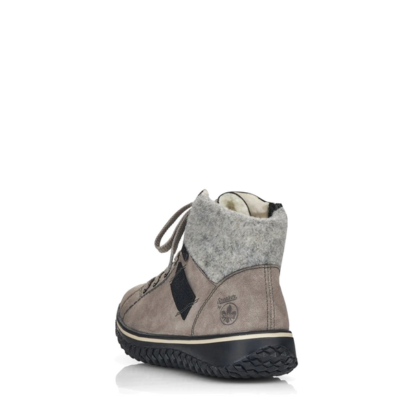 Rieker Women's Cordula 30 Low Zip Lace Waterproof Boot in Grey