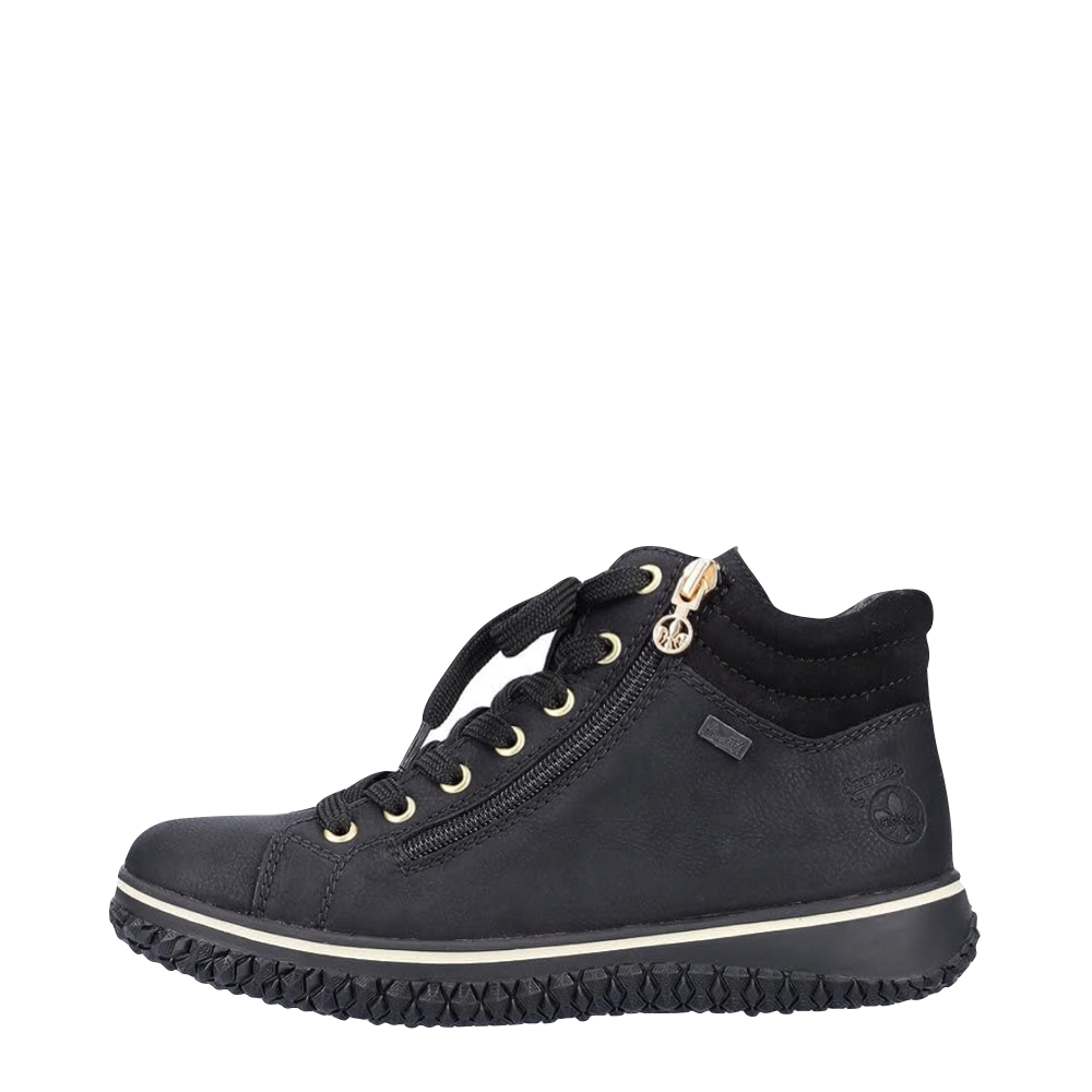 Rieker Women's Cordula 63 Low Zip Lace Waterproof Boot in Black