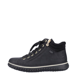 Rieker Women's Cordula 63 Low Zip Lace Waterproof Boot in Black