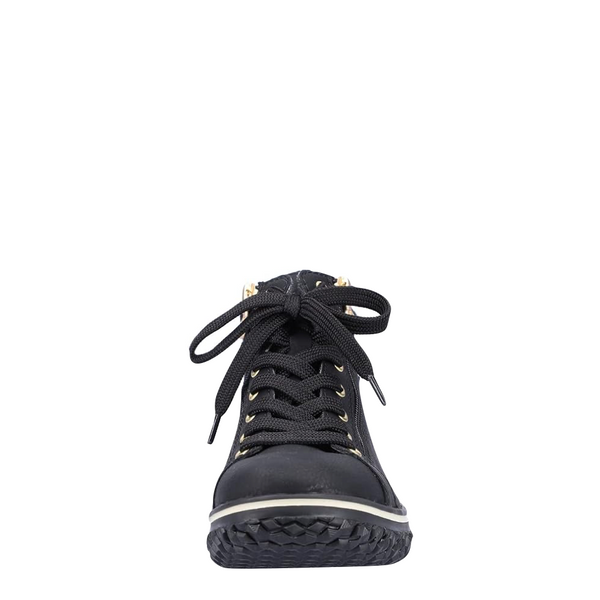 Rieker Women's Cordula 63 Low Zip Lace Waterproof Boot in Black