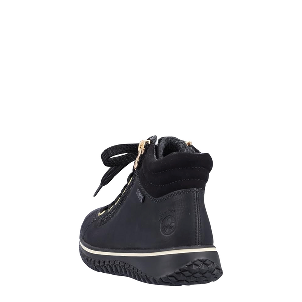 Rieker Women's Cordula 63 Low Zip Lace Waterproof Boot in Black