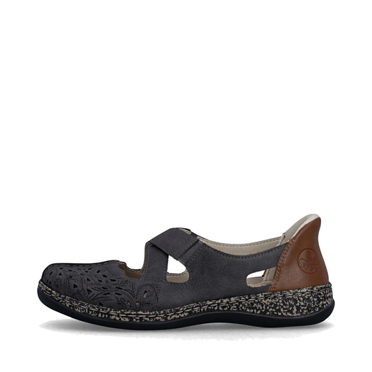 Side (left) view of Rieker Daisy 52 Cross Strap for women.
