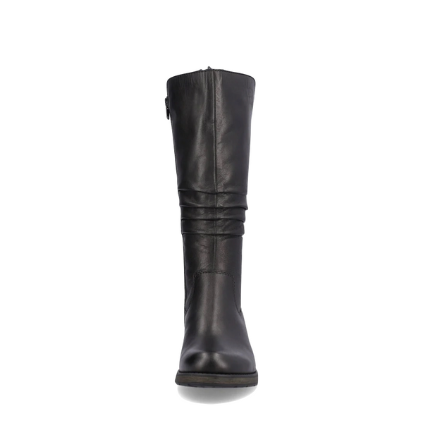 Rieker Women's Faith 63 Tall Leather Side Zip Boot in Black
