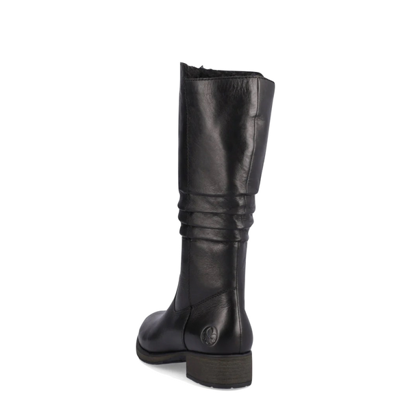 Rieker Women's Faith 63 Tall Leather Side Zip Boot in Black