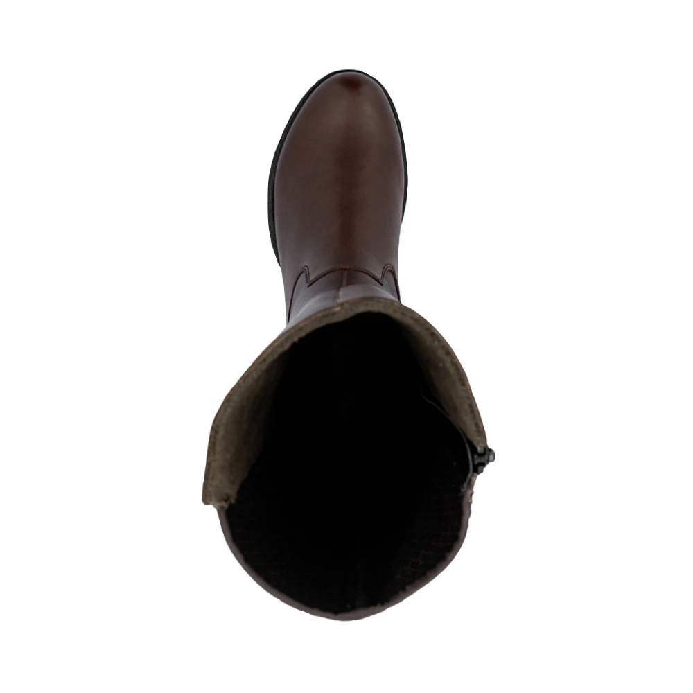 Top-down view of Rieker Faith 91 Tall Side Zip Leather Boot for women.