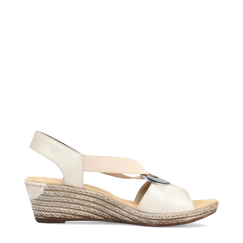Side (right) view of Rieker Fanni H6 Wedge Sandal for women.