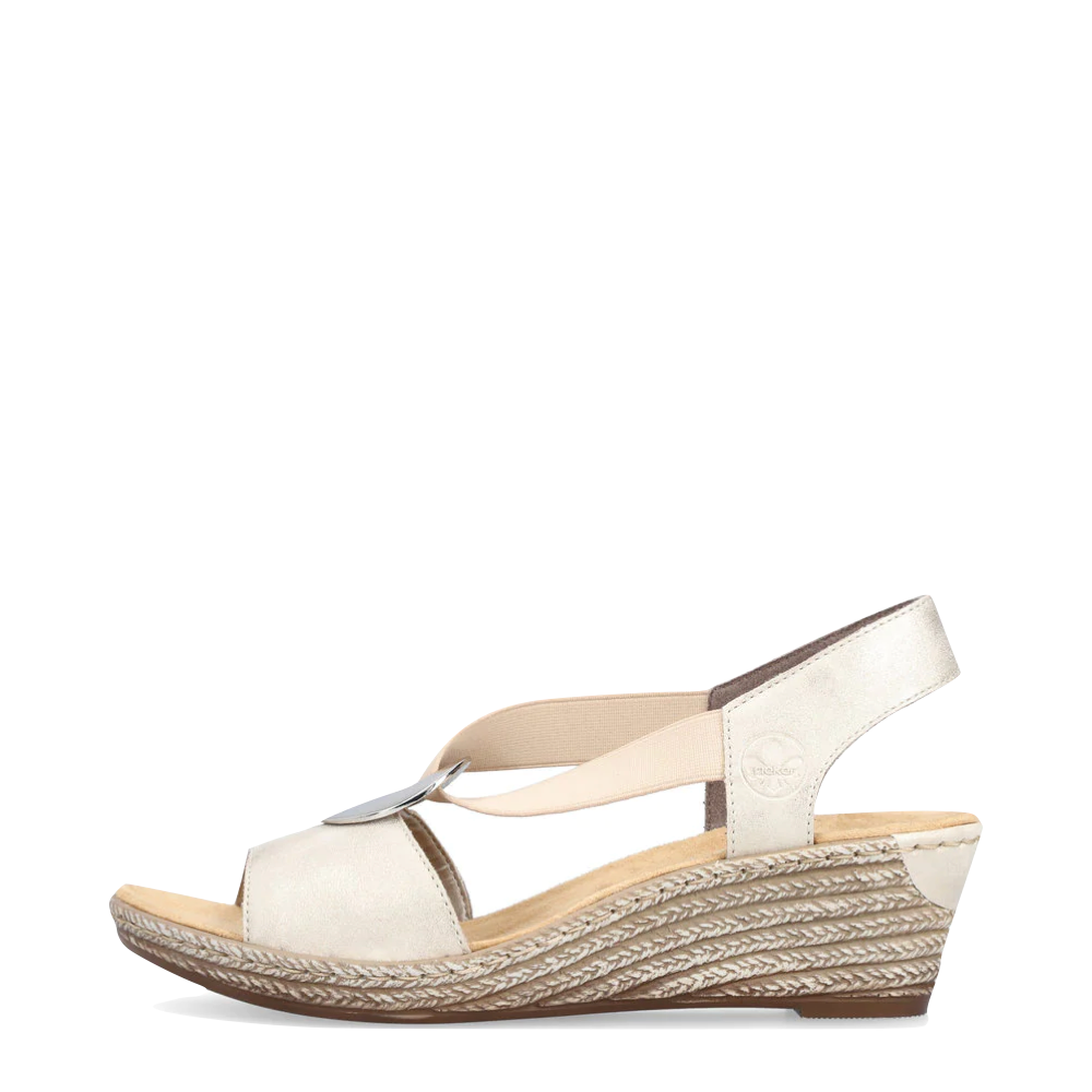 Side (left) view of Rieker Fanni H6 Wedge Sandal for women.