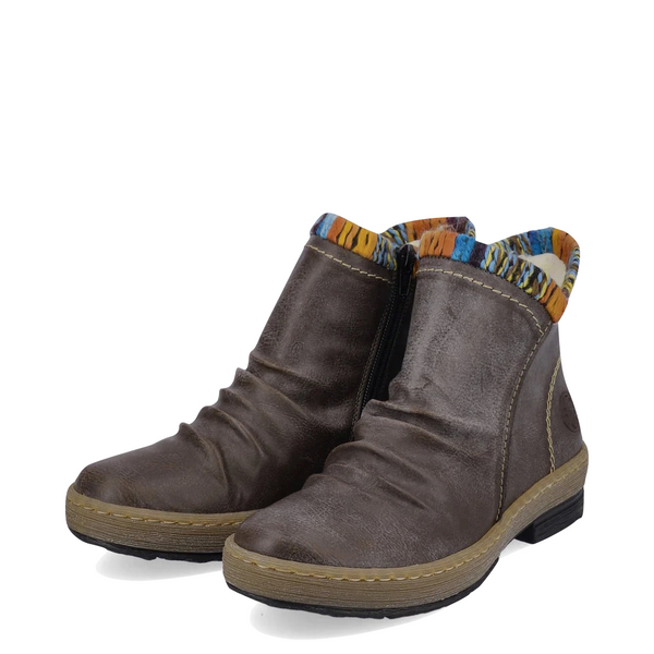 Rieker Women's Felicitas 55 Side Zip Boot in Basalt Grey