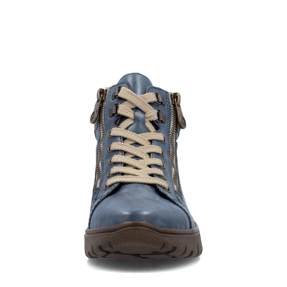 Front view of Rieker Heike 05 Double Side Zip Waterproof Lace Boot for women.