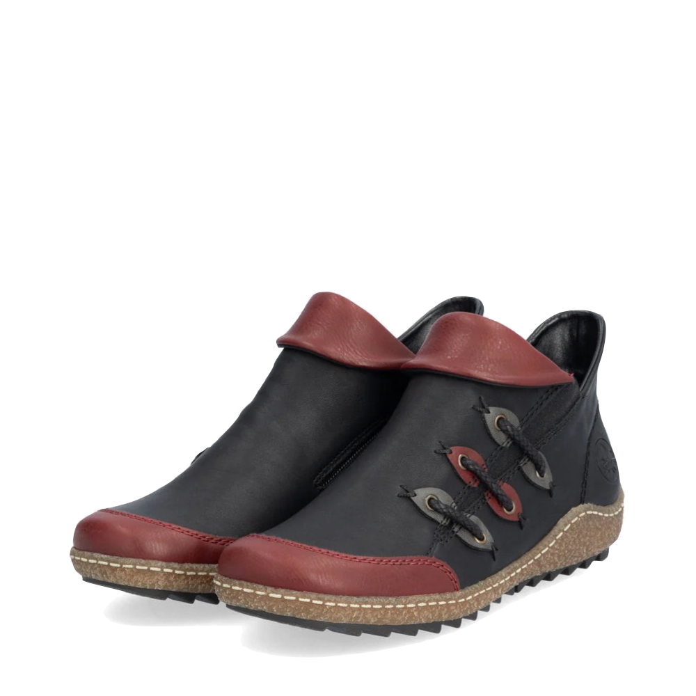 Toe view of Rieker Liv 82 Low Side Zip Boot for women.
