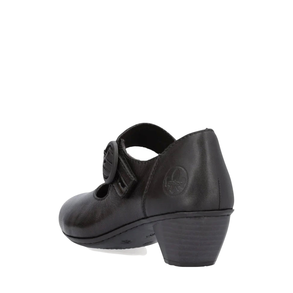 Heel view of Rieker Mariah 56 Heeled Mary Jane for women.