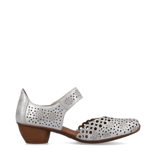 Side (right) view of Rieker Mirjam 53 Heeled Mary Jane for women.