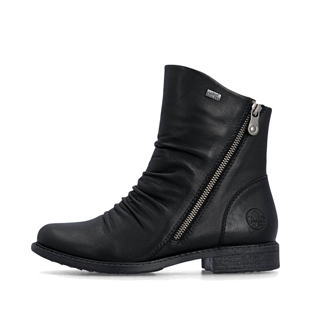 Side (left) view of Rieker Ornella 53 Double Side Zip Waterproof Boot for women.