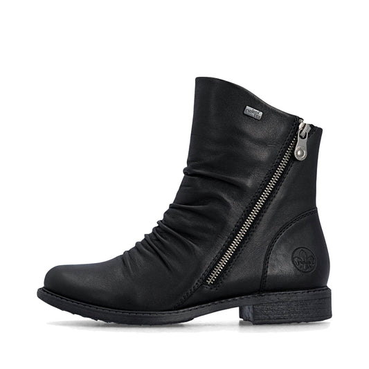 Side (left) view of Rieker Ornella 53 Double Side Zip Waterproof Boot for women.