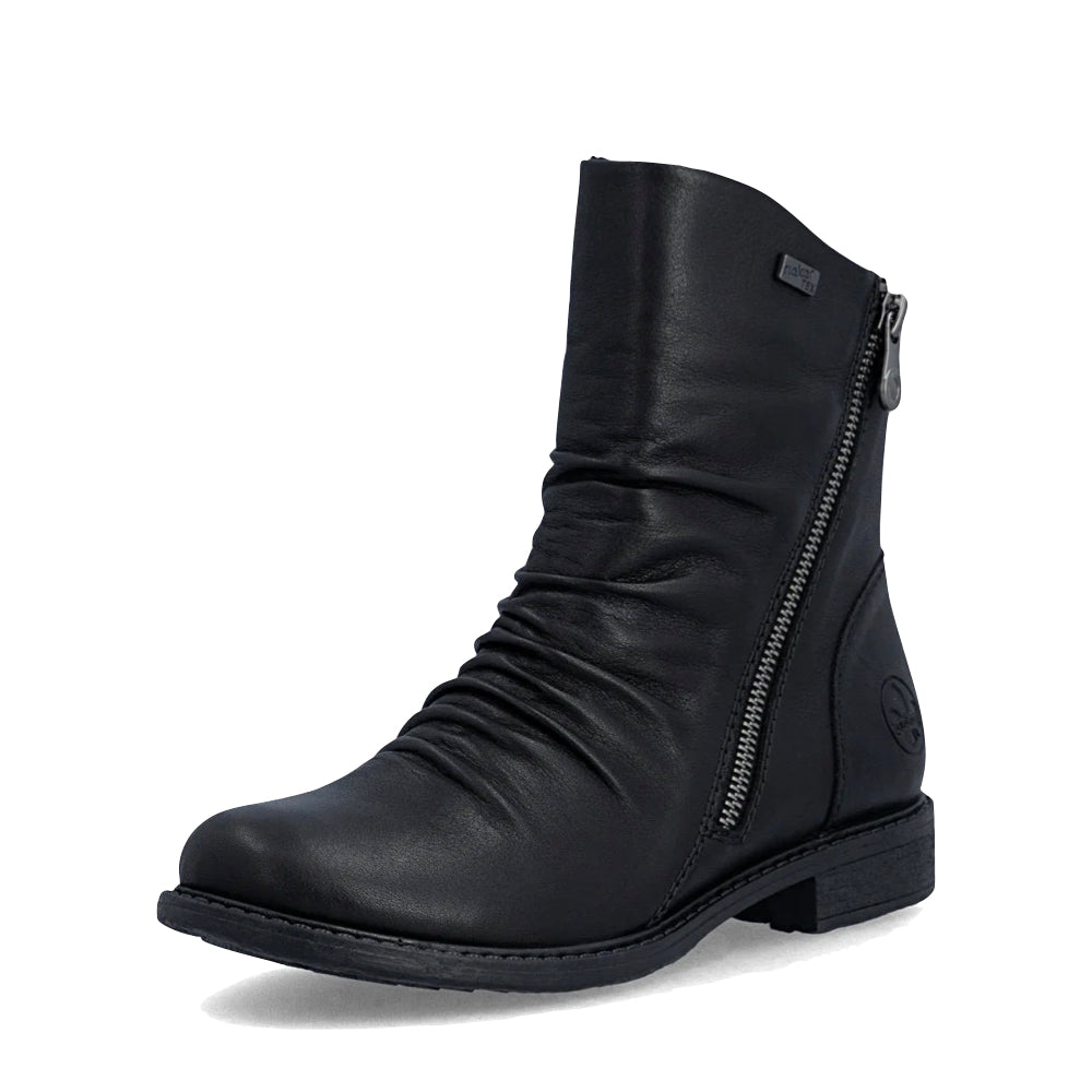 Toe view of Rieker Ornella 53 Double Side Zip Waterproof Boot for women.