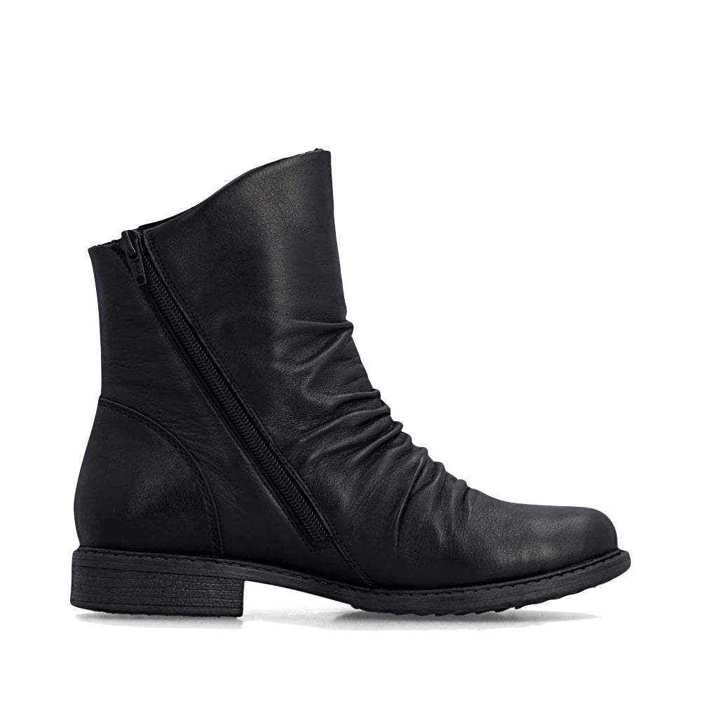 Side (right) view of Rieker Ornella 53 Double Side Zip Waterproof Boot for women.