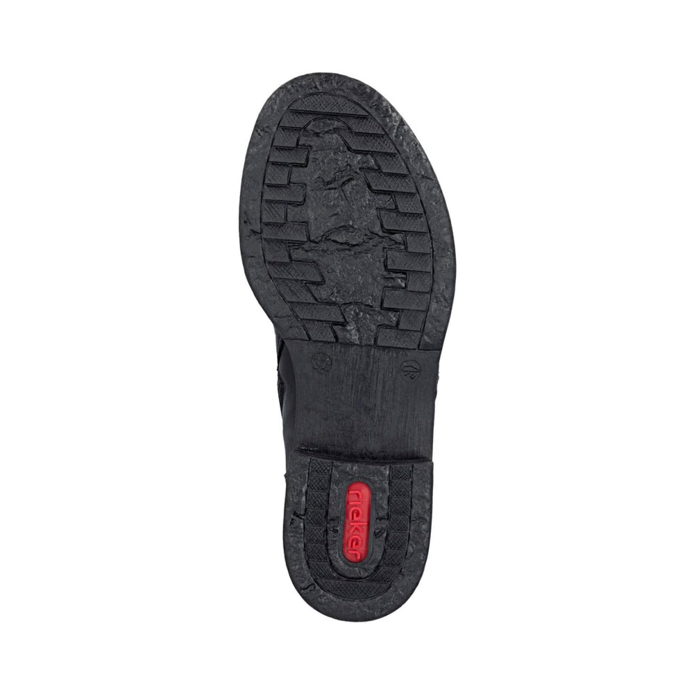 Bottom view of Rieker Ornella 53 Double Side Zip Waterproof Boot for women.