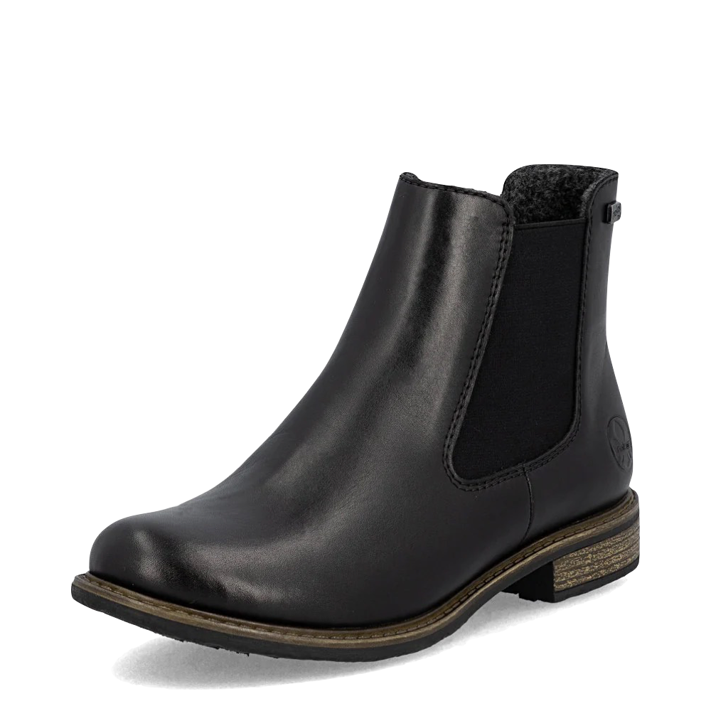 Toe view of Rieker Ornella 70 Waterproof Side Zip Chelsea Boot for women.