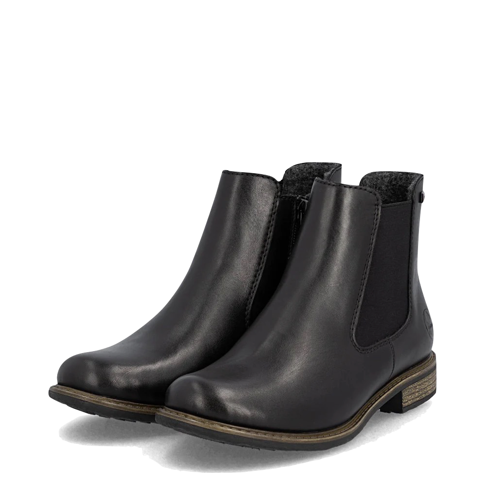 Toe view of Rieker Ornella 70 Waterproof Side Zip Chelsea Boot for women.
