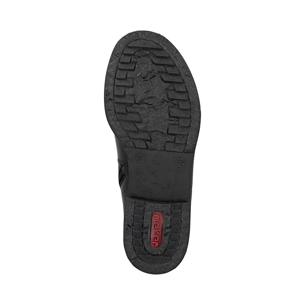 Bottom view of Rieker Ornella 70 Waterproof Side Zip Chelsea Boot for women.