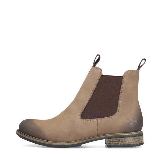 Side (left) view of Rieker Ornella 78 Side Zip Chelsea Boot for women.