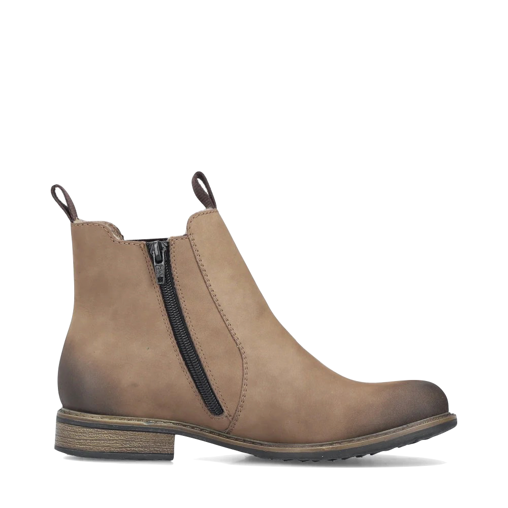 Side (right) view of Rieker Ornella 78 Side Zip Chelsea Boot for women.