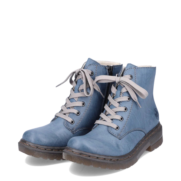 Rieker Women's Paris 40 Side Zip Lace Boot (Royal Blue)