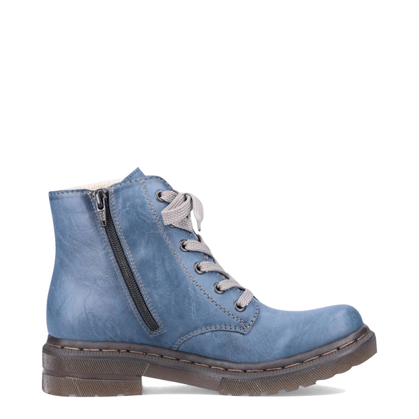 Rieker Women's Paris 40 Side Zip Lace Boot (Royal Blue)