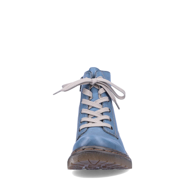 Rieker Women's Paris 40 Side Zip Lace Boot (Royal Blue)