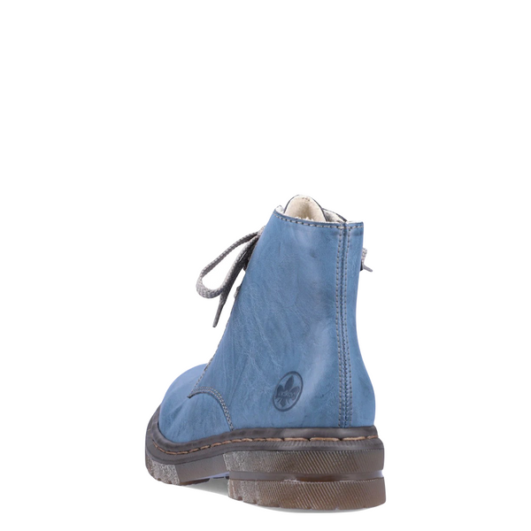 Rieker Women's Paris 40 Side Zip Lace Boot (Royal Blue)