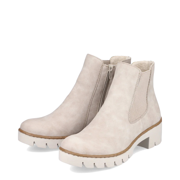 Rieker Women's Prisca 72 Side Zip Ankle Boot (Ginger Cream)