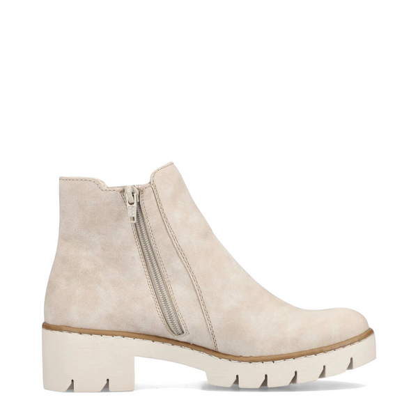 Rieker Women's Prisca 72 Side Zip Ankle Boot (Ginger Cream)