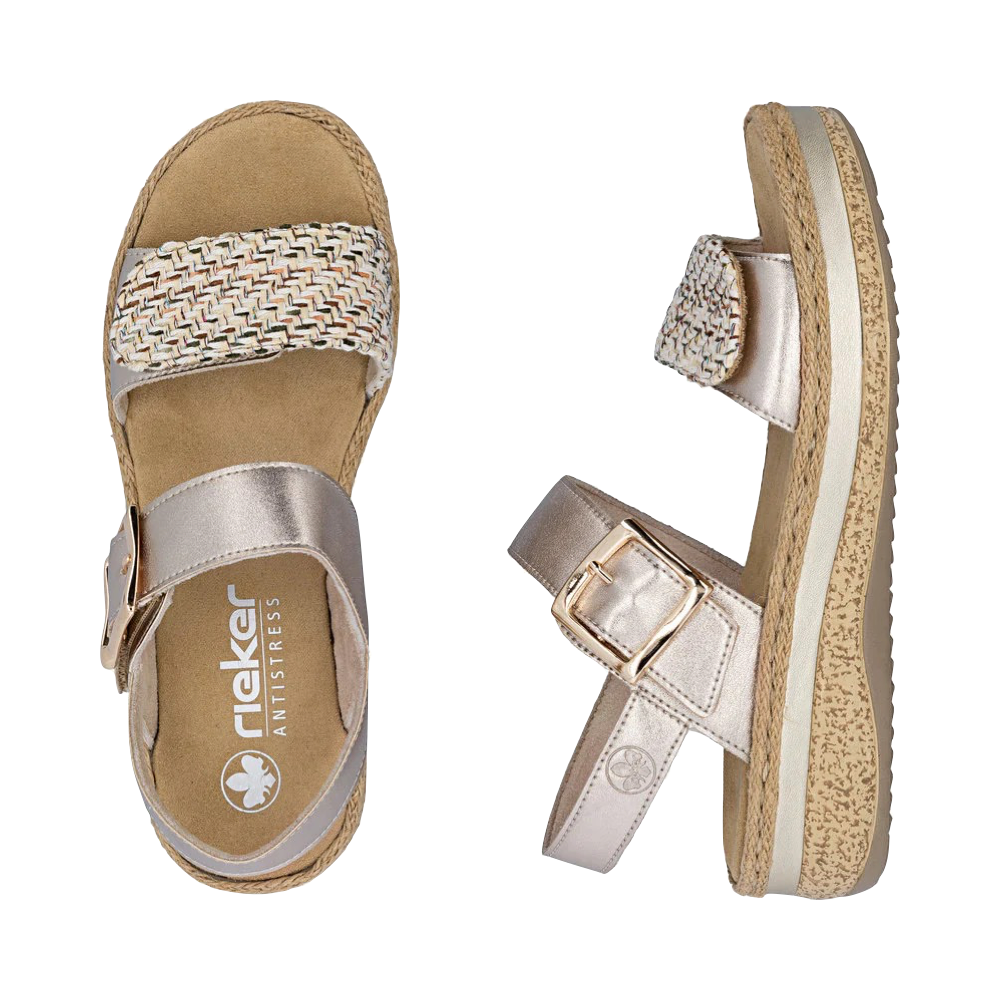 Top-down and side view of Rieker Regina 51 Sandal for women.