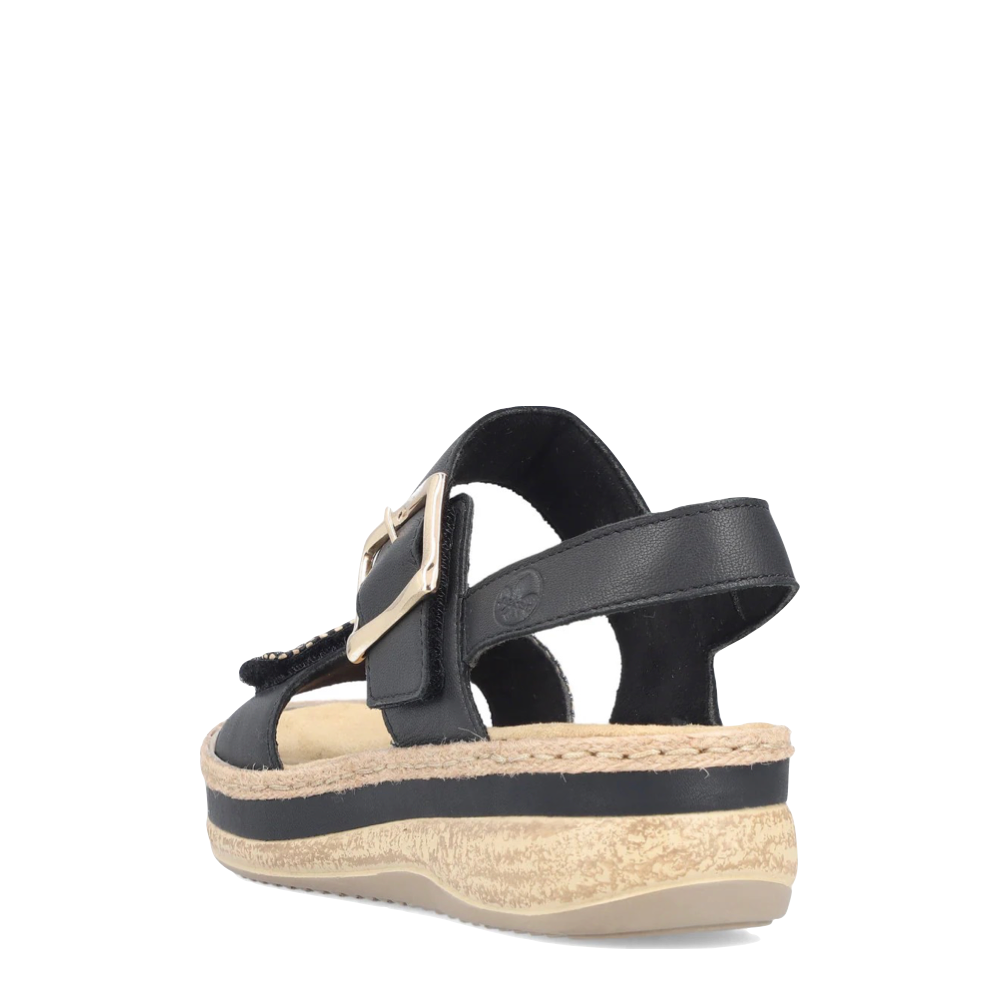 Heel view of Rieker Regina 51 Sandal for women.