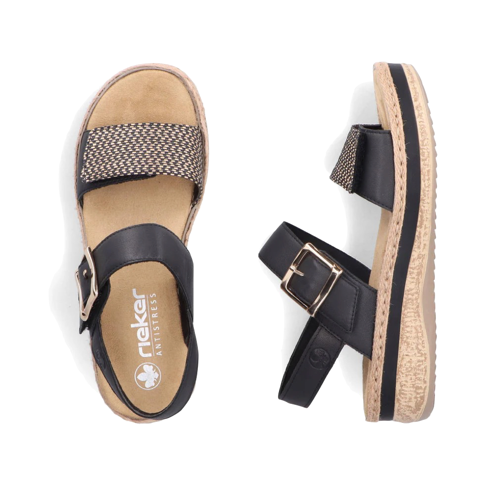 Top-down and side view of Rieker Regina 51 Sandal for women.