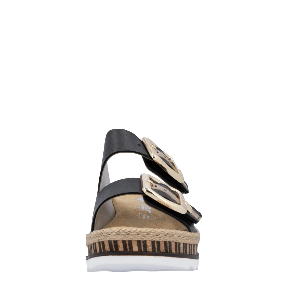 Front view of Rieker Regina 55 Two Strap Slip On Sandal for women.