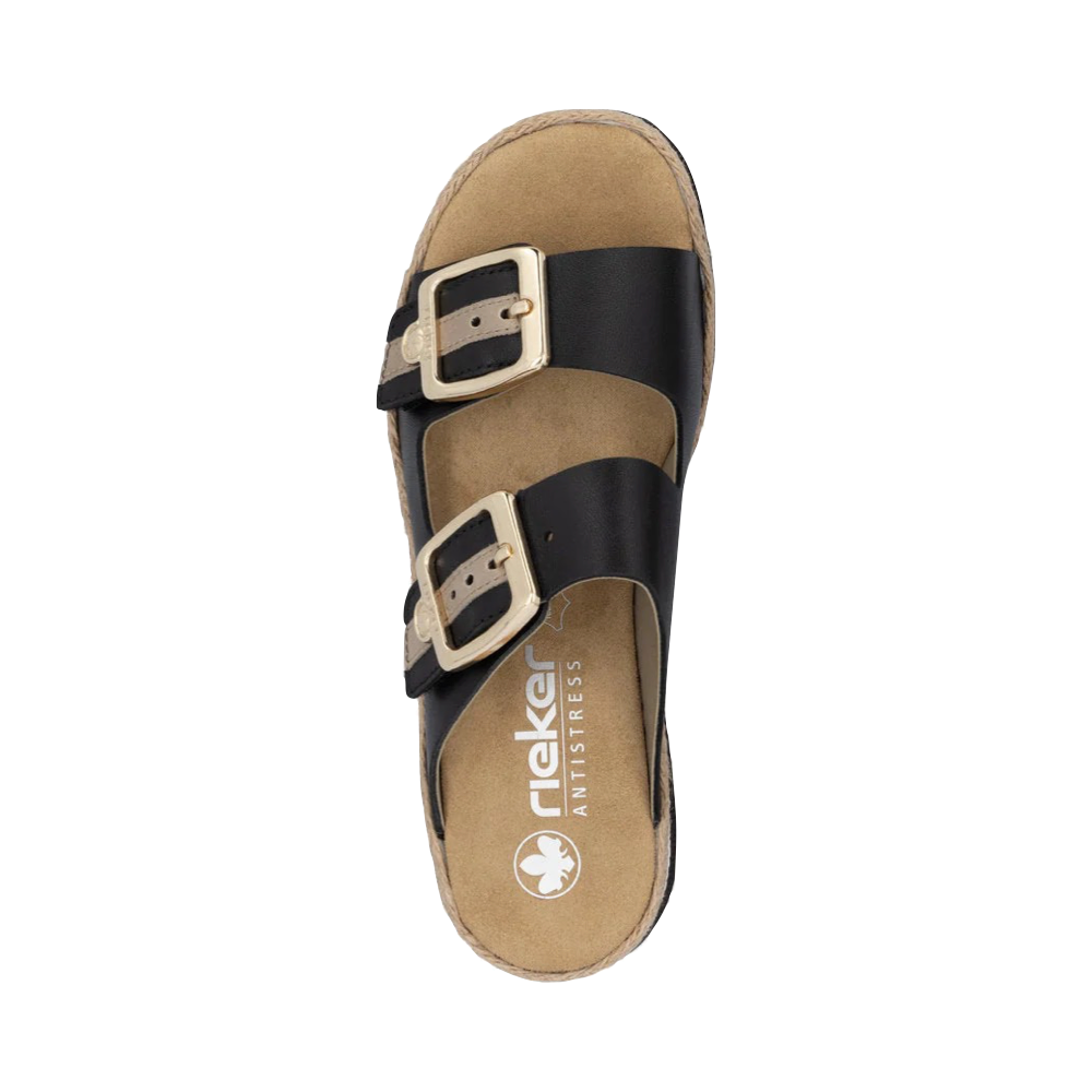 Top-down view of Rieker Regina 55 Two Strap Slip On Sandal for women.