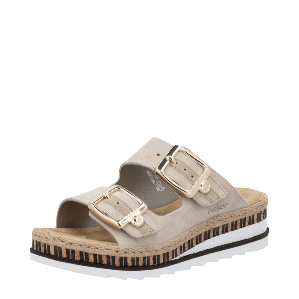 Toe view of Rieker Regina 55 Two Strap Slip On Sandal for women.