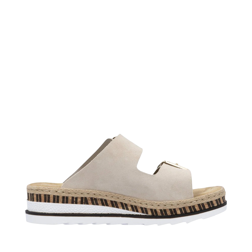 Side (right) view of Rieker Regina 55 Two Strap Slip On Sandal for women.