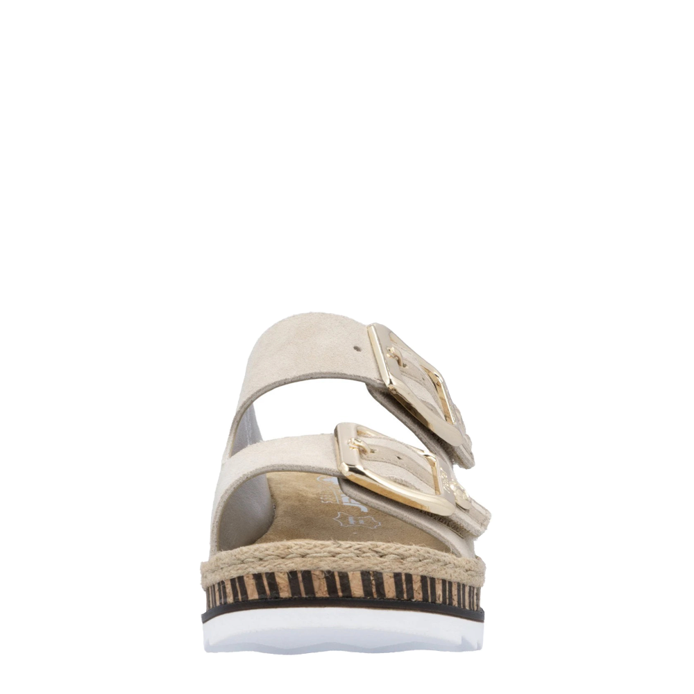Front view of Rieker Regina 55 Two Strap Slip On Sandal for women.
