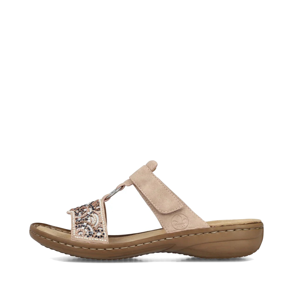 Side (left) view of Rieker Regina K2 Slide Sandal for women.
